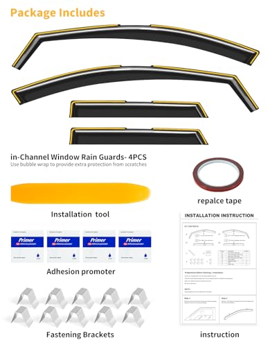 in-Channel Window Rain Guards Fit for Hyundai Santa Cruz 2022 2023 2024 2025 2026, Extra Durable Window Visors Window Deflectors Vent Visors Vent Shades Car Accessories-4 pcs - size: Fit for 2022-2026 Hyundai Santa Cruz