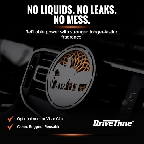 Drive Time Truck Puck Campfire Night Fragrancee Car Air Freshener – Long-Lasting Car Deodorizer, Refillable Vent & Visor Clip Auto Air Freshener for Car, Truck & SUV, Premium Fragrance, Pack of 3