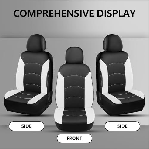 HChengkikz Car Seat Covers Front Seat, Waterproof Neoprene Car Seat Covers, Airbag Compatible, Universal Automotive Seat Covers for Most Cars, SUVs, Trucks (Black + White) - color: Black White, size: Two Front