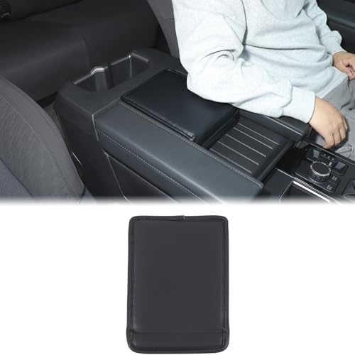 Aunginsy Armrest Hidden Storage Box Cover Lid Compatible with Toyota Tundra 2022 2023 2024 2025 2026, Car Center Console Organizer Tray Armrest Privacy Box Slot Cover Insert PU Leather Accessories - color: Black