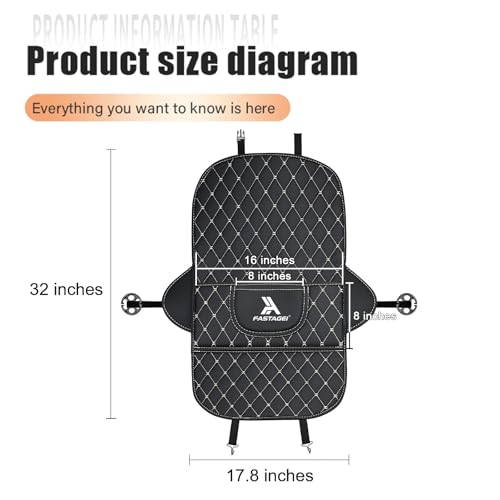 Universal Car Kick Mats Back Seat Protector with Storage Pockets, Premium Leather Car Seat Back Cover Protector Waterproof Scratch-Resistant Easy Clean