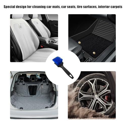 Car Carpet Cleaning Brush, 8.5-Inch Tire Cleaner Scrub Brushes with Stiff Bristles, Wheel Hub Scrub Brush Exterior Washing Supplies for Sedan SUV Truck, Car Accessories (Blue) - color: Blue