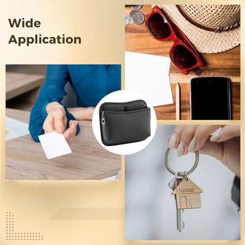 2 Pcs Car Storage Pockets, Universal Adhesive Leather Vehicle Gap Organizer, Multi-functional Center Console Accessories, Driver Passenger Side for Phone Wallet Keys, Black