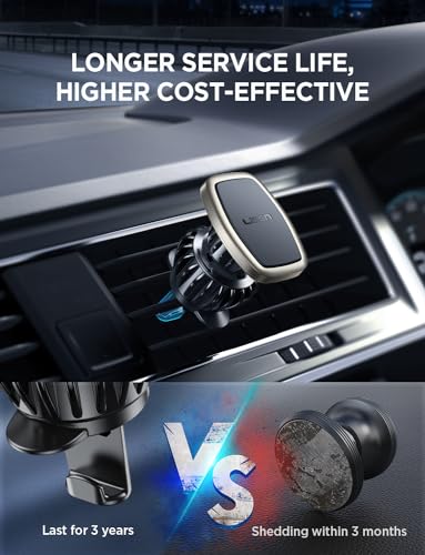 LISEN 2-Pack Magnetic Phone Holder for Car: 6 Military Magnets, Gold Vent Phone Mount - color: Gold