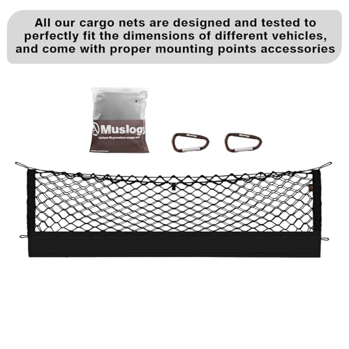 Muslogy Truck Bed Cargo Net Trunk Netting Compatible with 2015-2020 Chevy Suburban | GMC Yukon XL Accessories, Pickup Cargo Organizer SUV Sedan Storage Net w/Heavy Duty Carabiners - style: 2015-2020 Suburban & Yukon XL