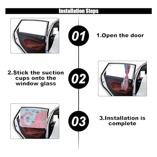 Car Window Shade for Baby, Blackout Car Window Curtain with Storage Pockets & 7 Suction Cups, Cartoon Pattern Cars Side Window Sun Shade Cover for Sun/Heat/UV Rays Protection (Pink-Elephant) - color: Pink-Elephant