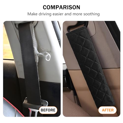 Car Seatbelt Cover, 2PCS Soft Velvet Vehicle Seat Belt Shoulder Strap Harness Pad for Comfortable Driving, Automotive Neck Chest Protection Cushion, Universal for Truck Sedan SUV (Black) - color: Black
