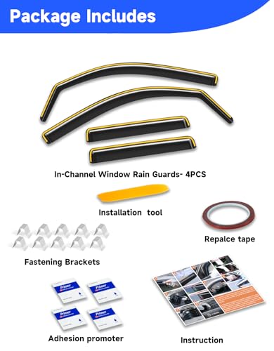 in-Channel Window Rain Guards Fit for Jeep Grand Cherokee 2011 2012 2013 2014 2015 2016 2017 2018 2019 2020, Visors Vent Visors Window Deflector Vent Shades Car Accessories -4 pcs - size: For 2011-2021 Jeep Grand Cherokee