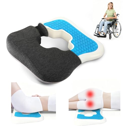 Gel Wheelchair Cushions for BedSores Prevention,Bed Sore Pad Cushion for Butt - Pain Relief for Long Sitting & Relieve Sciatica, Back, Tailbone, Pressure Sore and Ulcer Pain for Pregnant and Elderly
