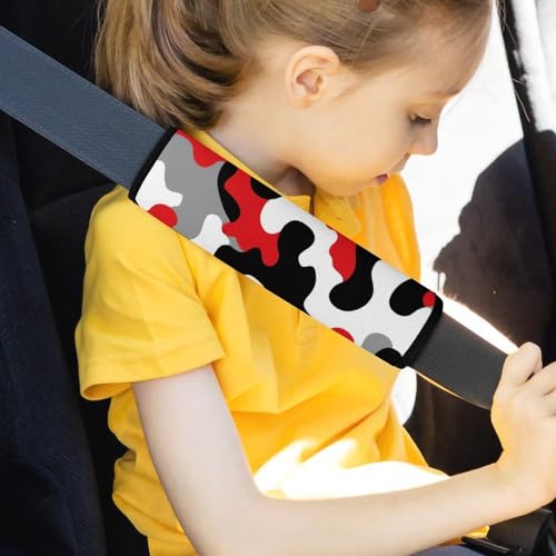 Men's Comfortable Cushion Pad Car Shoulder Strap, Military Red Camo Army Camouflage Harness Pad Car Belt Covers - color: Color362