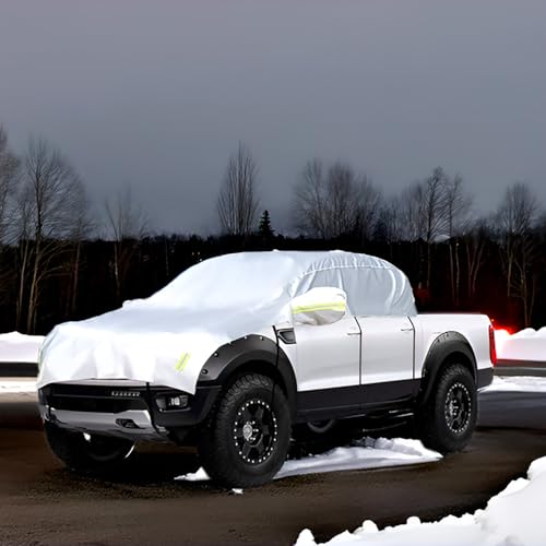 Half Car Cover All Weather Car Body Cover Sunshade Cover Snow Cover Waterproof Snowproof Universal 210D Oxford Fabric (Fit Small/Medium Size Pickup (Crew Cab)) - size: Pickup (Crew Cab)