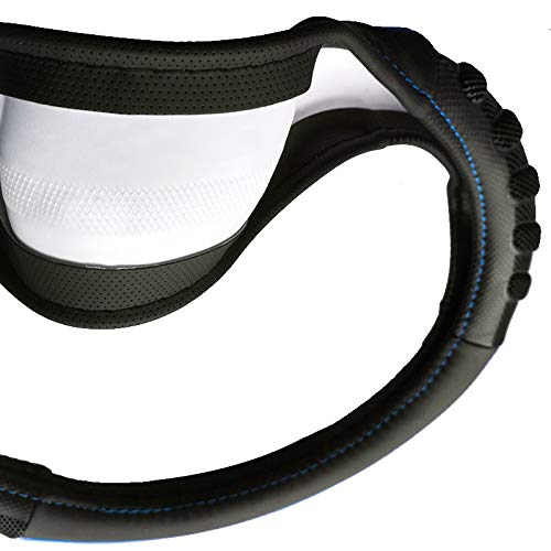 Flying Banner car Steering Wheel Cover Faux Leather Massage Universal fit 3D Honeycomb Hole Anti-Slip Sporty 15 Inches (Blue Black) - color: Blue black