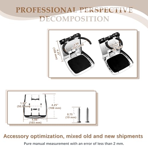 Folding Boat Cup Holder,304 Stainless Steel Cup Holder Adjustable with Shockproof & Silent Design,Universal for Car/Boat/RV/Yacht/Truck - color: 2 Pack