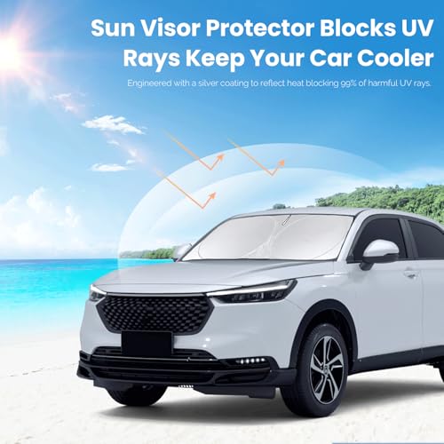 Windshield Sun Shade for Honda Fit 2007-2020 2021 2022 2023 2024 Sun Visor Protector Foldable Window Sunshade for Honda Fit Hybrid Sport Windshield Cover Car Sun Shields Block UV Rays - size: For Honda Fit 07-24