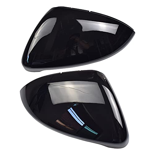 1 Pair Black Rearview Mirror Cover Left Right Side Mirror Covers Caps for VW Golf MK7 7.5 GTI 7 Golf 7 R (Black) - color: Black