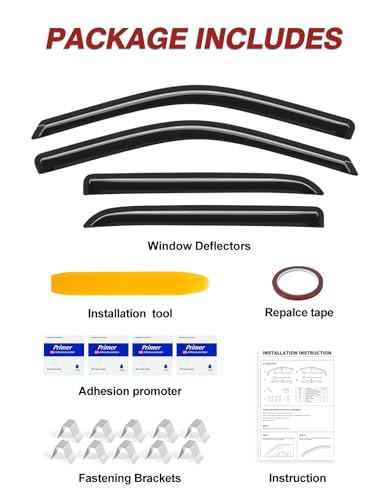 Outside-Mount Window Rain Guards Fit for Dodge Ram 1500 2009-2024/2010-2025 Ram 2500 & 3500, Extra Durable Window Visors Wind Deflector Dark Smoke Vent Shades Car Tape-on with Thicker 4PCS - size: Fit for 09-24 Ram 1500/10-25 Ram 2500 & 3500