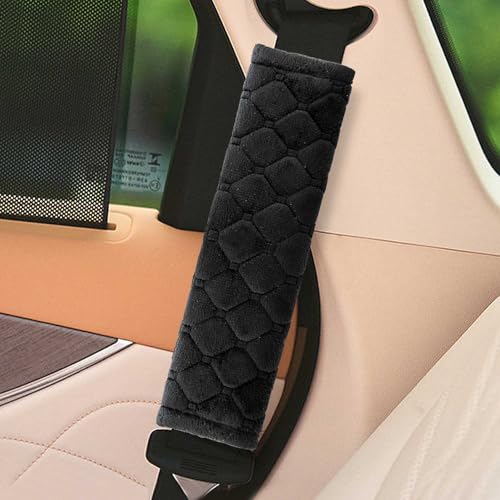 Yumikoo Plush Seat Belt Pads - Set of 2 Cozy & Soft Car Seat Belt Cushions for Comfortable Travel - Perfect for Road Trips and Airplane Rides (Black) - color: black