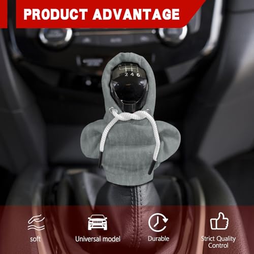 Gear Shift Hoodie, Shifter Hoodie, Funny Car Gear Shift Protector Cover, Automotive Interior Cute Gadgets Fashionable Mini Sweater Shifter Stick Knob Cover Universal for Most Vehicles (Gray) - color: Gray