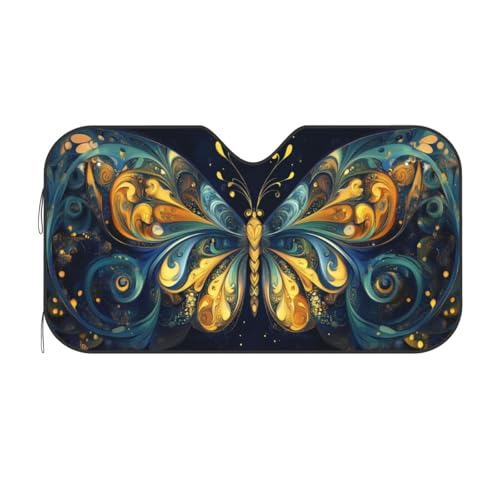 Beautiful Butterfly Car Sun Shade Windshield Sunshade Foldable Front Window Shield Cover for Truck SUV - color: Blue13