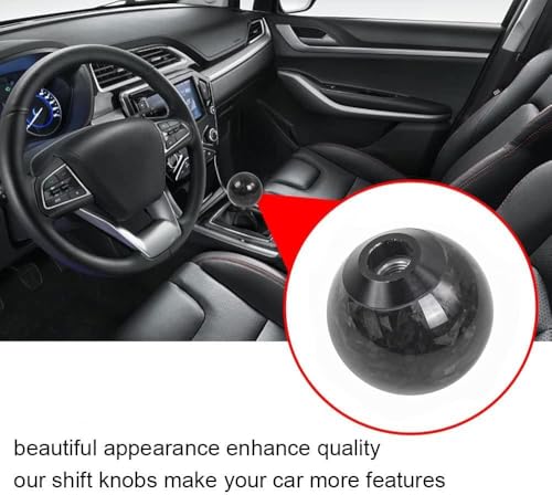 muge racing Forged Carbon Fiber Shift Knob Gear Shifter Spherical Type Unique Designed for Most Manual Car Universal Gear Shift Knob with 3 Adapters (Real Carbon Fiber-Sphere, Black) - style: Carbon Fiber-Sphere