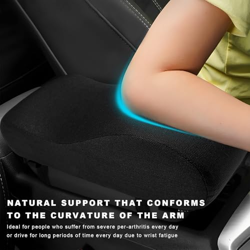 Car Center Console Cover, 12.2"×6.3"×3.9" Soft Comfortable Memory Foam Armrest Cushion Pad, Universal Arm Rest Seat Box Pillow Protector for Most Vehicles, Car Accessories