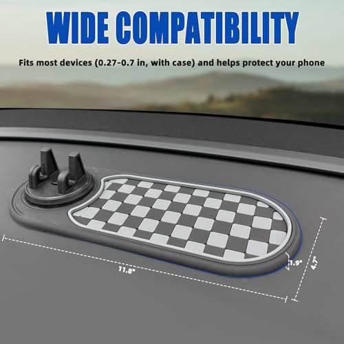 2 Pack Newly Upgraded Anti Slip Mat for Car Dashboard with Improved Phone Holder,Multifunctional Car Anti-slip Mat,360°Rotating Phone Mount,Multi-functional Support Anti-slip Pad for Sunglasses,Keys