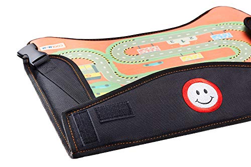 Coolmum Kids Travel Tray, Toddler Car Seat Tray, Double Sided Activity Organizer, Snack Lap Tray, Baby Stroller Table, Airplane Play Table, Waterproof and Foldable (Premium Black) - color: Premium Black