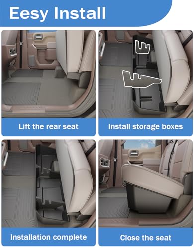 FengYu Under Seat Storage Box Compatible with 2019-2026 Chevy Chevrolet Silverado 1500/GMC Sierra 1500, 2020-2026 Silverado/Sierra 2500HD/3500HD Double Cab & Crew Rear Underseat Organizer Accessories - size: 19-26 Chevy Silverado/GMC Sierra 1500