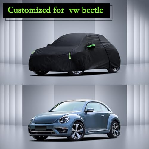 Car Cover Custom Fit for Volkswagen Beetle 2 Door 1998-2019, Waterproof All Weather Full Exterior Cover Rain Sun Hail Protector Car Cover with Door Zipper - size: Custom Fit for vw beetle