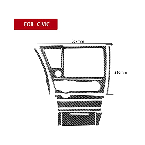 Real Carbon Fiber Center Console Multimedia Navigation Screen AC Vent Control Seat Heated Panel Sticker Compatible with Honda Civic 9 Coupe/Sedan 2013-2015 Interior Trim Accessories Black B- Kit - color: Center Console Multimedia Navigation Screen Ac Vent