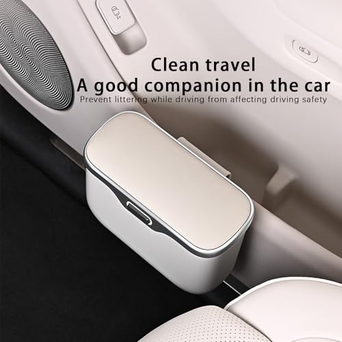 Car Trash Can with Lid, Leakproof Auto Garbage Bin, Waterproof Car Trash Bag Holder with PU Leather Top for Back of Seat/Door, Fit for SUVs, Sedans, Trucks Grey - color: Grey