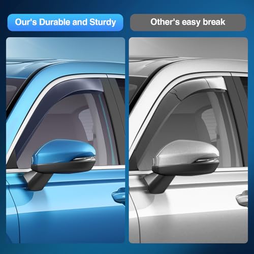 Nilight in Channel Rain Guard for Honda Ridgeline 2017 2018 2019 2020 2021 2022 2023 2024 2025 2026, Inside Mount Window Deflectors for Cars, Light Smoky Blue, 4PCS - color: Honda Ridgeline 2017-2026