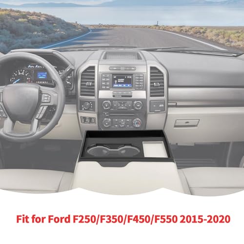 RT-TCZ Front Cup Holder Storage Box Tray Organizer Interior Accessories for Ford F250/F350/F450/F550 (2015-2020) - size: 2015-2020