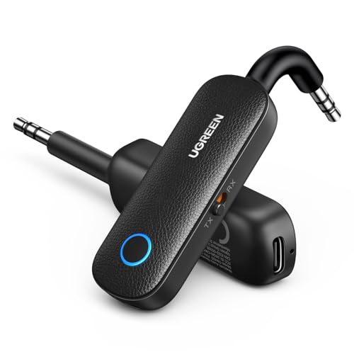 UGREEN Bluetooth Transmitter Receiver for 2 AirPods or BT Devices, Bluetooth Wireless Transmitter for Headphones, 3.5mm Aux Audio Jack Adapter for in-Flight TV Car Home Stereo System