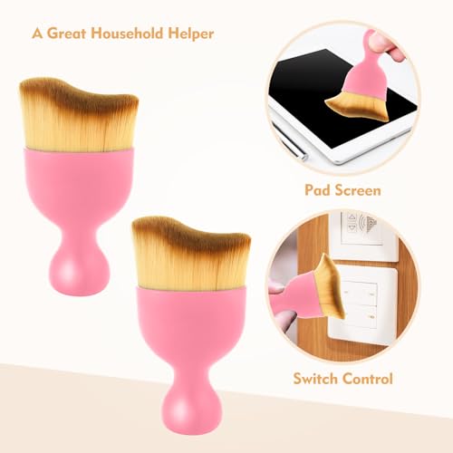 Car Interior Cleaning Brush Car Duster Interior with Ultra Soft Bristles Auto Detailing Brushes Dusting Car Accessories for Dashboard, AC Vents, Leather, Scratch-Free (2Pack_Pink) - size: 2Pack_Pink