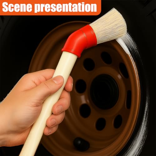 2PCS Car Curved Tire Mounting Paste Lube Brush, 45 Degree Angle Head Auto Wheel Applicator Brush with 11" Plastic Handle, Rim Deep Cleaning Tool for Easy Lubricant Application(Red) - color: Red