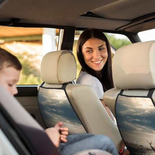 Tranquil River Prints 2-Pack Car Backseat Organizer Universal Fit Kick Mats Protector - Heavy Duty Waterproof & Stain Resistant Storage Accessories