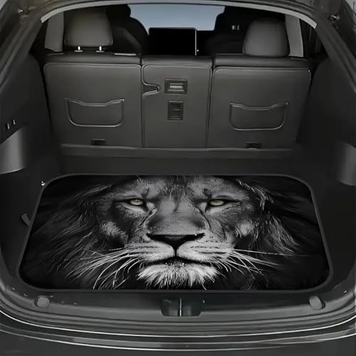 Universal Car Trunk Mat 29" x 39", Animal Black Lion All Weather Trunk Protection Cargo Liner, Durable Cargo Mat Rear Trunk Liner, Stylish Vehicle Interior Accessories Suitable for Most Car Models - color: Animal Black Lion