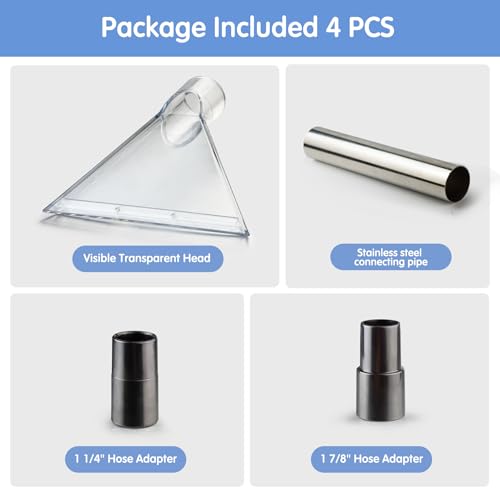Universal Clear Vacuum Extraction Accessory Compatible with All Shop Vac Extractor with 1-7/8", 1-1/4" Adapters Wet Dry Vacuum Cleaner Attachments for Upholstery Carpet Cleaning Car Detailing - size: Large