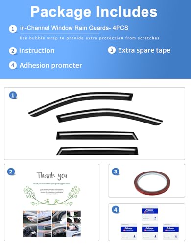 Extra-Thick Window Rain Guards Fit for Subaru Outback 2015 2016 2017 2018 2019 Window Deflectors Window Vent Visors Shades - size: Fit for 2015-2019 Subaru Outback