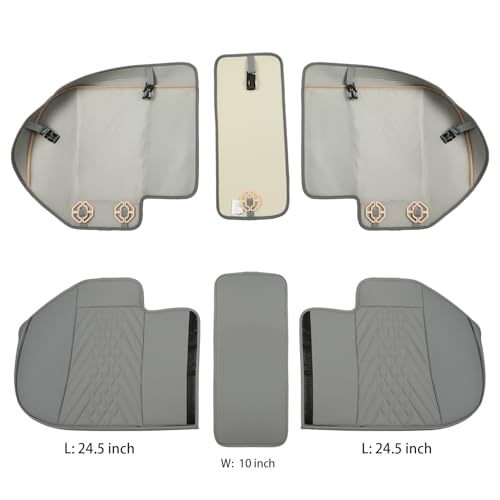 GIANT PANDA Premium PU Leather Rear Car Seat Cover Protector, Luxury Adjustable Anti-Slip Bottom Bench Seat Cover (49~59''),Fits 90% of Vehicles, Back Seat Cover, Grey - color: Rear Seat Gray, size: 1 Piece Standard Size