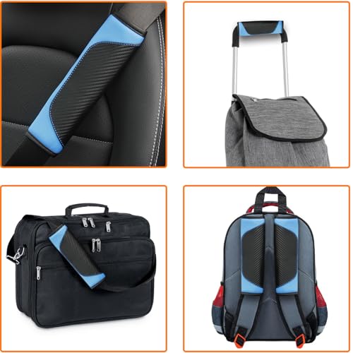 2PCS Car Seat Belt Cover, Carbon Fiber Safety Seatbelt Shoulder Strap Covers, Breathable Leather Soft Harness Pad for Car Interior Accessories (Black/Blue) - color: Black/Blue