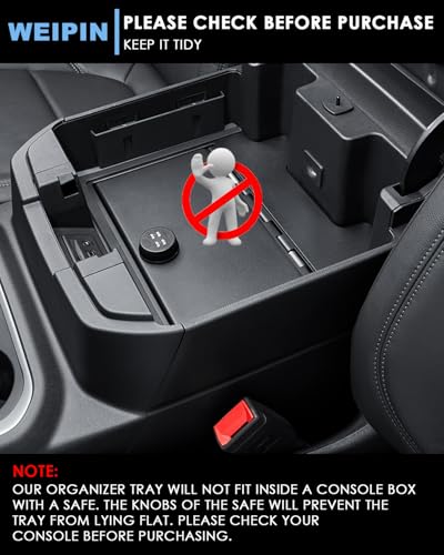 Silverado Sierra Center Console Organizer - Compatible with 2019-2022 Chevy Silverado/GMC Sierra 1500 and 2020-2023 Silverado/Sierra 2500HD 3500HD Armrest - (Full Console w/Bucket Seats ONLY) - Black - color: (19-22)Full Console w/Bucket Seats-Black