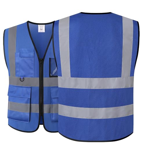 Safety Vest for Men Women Hi Vis Vest with Pockets Mesh High Visibility Vests Meets ANSI/ISEA Standards - color: 20-blue, size: 3X-Large