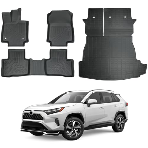 Car Floor Mats for 2025 Toyota RAV4 PHEV,TPE All Weather Protection Full Set Custom Fit Waterproof Durable Wear-Resistant Odorless Accessories - size: 2025 RAV4 PHEV Floor Mat