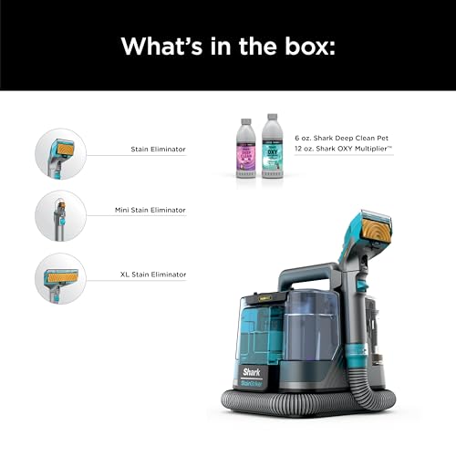 Shark StainStriker HairPro Portable Carpet, Upholstery & Area Rug Cleaner, Stain, Hair & Odor Remover, 3 Tools & dual activated Solution, Teal, PX253BRN - style: StainStriker w/ HairPro (Teal)