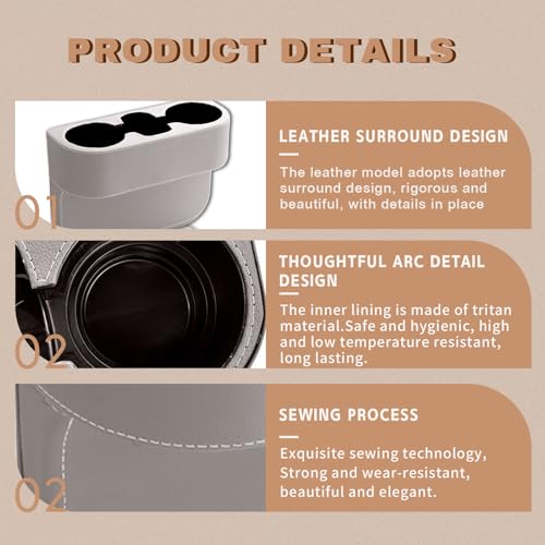 Car Cup Holder, PU Leather Auto Front Seat Organizer, Multifunctional Cup Drink Holders, Gap Filler Storage Box Coin Bucket Console Side Pocket Cell Mobile Phone Holder (Gray) - color: Gray