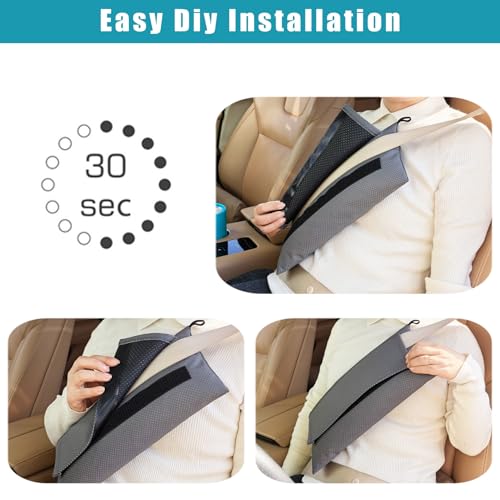 Breathable Seatbelt Pillow, Perforated Faux Leather Seat Belt Pillow for Mastectomy Post-Surgery, Seat Belt Cushion for Heart Surgery Recovery, Dark Gray - color: Leather Dark Gray