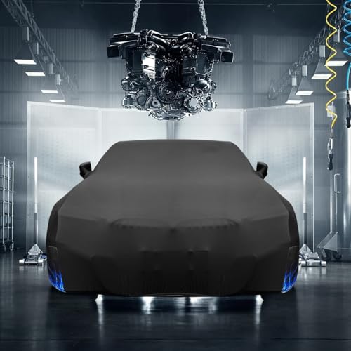 Erato Indoor Car Cover – Elastic Full Coverage Stretch Breathable Dustproof for Underground Garage, Car Show, Flame Pattern, Fits Sedans up to 209 Inches, Custom-Fit Style, Black - size: XL-Sedan