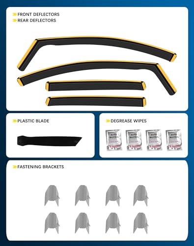 Shatterproof in-Channel Rain Guards for Ford Escape 2013-2019, Clip-on Window Deflectors Vent Window Visors Rain Sun Wind Guards Shade Deflectors, 4 pcs - size: For Escape 2013-2019